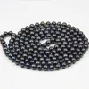 Natural 8-9mm Single Strand Black Pearl Necklace 50inch 925 Silver Clasp