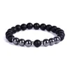 8mm Natural Lava Stone Matte Black Hematite Beads Bracelet Essential Oil Diffuser Balance Bracelet Stretch Jewelry