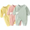 Rompers Lawadka 06M Spring Autumn born Baby Girl Boy Romper Cotton Solid Soft Infant Jumpsuit With Wing Casual Clothes For Girls 221205