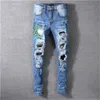 Jeans pour hommes classique imprimé broderie Designer hommes Jeans moto trou luxe Denim hommes mode Street Wear hommes Pantsboif