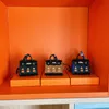 Genuine Leather Small House Bag Pendant Cute Headset Car Keychain Pendants Creative Mini Bag Pannier Bags