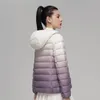 Dames down parkas dames luxe ontwerper gradiënt jassen herfstwinter mode mode slim fit ultra lichtgewicht houd warme jassen 221205