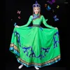 Ropa de escenario, ropa de bailarina, trajes de baile mongol, vestido largo de actuación femenina, bata de mujer, ropa popular china con sombrero