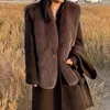 Damesvesten Solid kleur Faux bont jas Warm Fashion Fory pluche vest jas v nek mouwloze jassen herfst winterkleding midi jassen