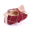 Premiers marcheurs enfants printemps chaussures né infantile bébé fille doux berceau mignon nourrissons anti-dérapant Sneaker Plaid Bow Prewalker 0-18M