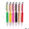 Gelpennen 1 van de strass Rhinestone Crystal Ballpoint Pen Fashion Creative Stylus Touch For Write Stationery Office School Ballpen Inventory Wh Dhqrd