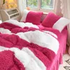 Bedding sets winter double color lamb wool fleece soft warm thick Set Duvet Cover Linen Fitted Sheet Pillowcases skirt 221205