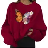 Женские Polos 4# Женские бабочки печатные свитера вершины повседневные дамы с длинными рукава