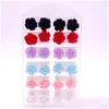 Stud Fashion Mticolor Resin Glittering Rose Earring Flower Orecchini per le donne Mix Colors C3 Drop Delivery Jewelry Dhlt7