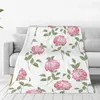 Cobertores Flanela Blangele Hydrangea Branco fundo claro Lavagem mecânica e macio arremesso macio no sofá -cama Travel Patchwork