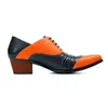 Heren zakelijk echte lederen schoenen mode bruiloft oxfords veter hoge hak patchwork koffie brogues jurk schoenen man man