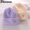 Beanie/Skull Caps BeanieSkull Cappello invernale in pelliccia di coniglio d'angora per donna Lana morbida calda e soffice Skullies Berretti Spessi Sci lavorato a maglia Cashmere 221205