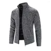 Men's Sweaters Knitting Cardigan Ribbed Trim Warm Male Zipper Closure Knitted Sweater Windproof Daily Clothing