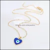 Pendentif Colliers Mode Colorf Coeur Rond Evil Eye Pendentif Collier Résine Yeux Bleus Colliers Ras Du Cou 3836 Q2 Drop Delivery Jewelr Dheo3