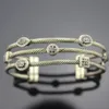 925 Sterling Silver Chain Bracelet Trois Rangées Noir Blanc Diamant Bracelet Conception Bijoux Femmes Bracelet Cadeau D'anniversaire