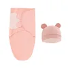 Dekens Swaddling 2pcsSet 06 Maand katoen Sleepsack Baby Swaddle Deken Wrap Hat Set Infant Verstelbaar Born Sleeping Bag Muslin 221205