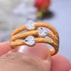 Anéis de casamento Dubai Two Color 24K Gold para mulheres Presentes de noivado African Ringjewelry