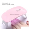 Andra hemtextiltextil Nail Light 6W Mini Nails Dryer White Pink UV LED Portable USB -gr￤nssnitt Mycket bekv￤mt f￶r hemmabruk Inve DHV4P