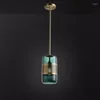 Pendant Lamps Light Luxury Copper Chandelier Bedroom Simple Bar Aisle Glass Post-modern Single Head Small Hanging Lights Bedside Lamp