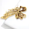 Brosches Rhinestone Hollow-Out Large Bow for Women Winter Gaint Pin Classic Design Jewelry