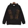 Distressed Europe Rhude mens hoodie the United States High Street Peint à la main Eye of Prophecy Imprimé Washed men and women Black Sweater Loose Hoodies