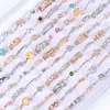 Band Rings Rings 50pcs lot Women s Fashion Exquisite Silver Golden Plated Jewelry Finger Mix Style Wholesale 221206