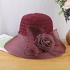 Cappelli a tesa larga da donna, cappelli estivi a secchiello, fiori, grandi signore, pieghevoli, per feste, matrimoni, feste in spiaggia