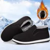 Robe Casual Chaussures Qualité peluche épaissie rex fourrure de lapin chaud papa anti-dérapant semelles souples hiver vieux chaussures de coton de Pékin pour homme