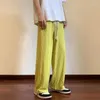 Pantaloni da uomo 2022 Summer Pleated Men Fashion Casual Gamba larga Streetwear Pantaloni da uomo in seta di ghiaccio dritta allentata coreana