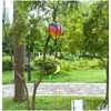 Garden Decorations Rainbow Air Balloon Sequins Color Stripes Garden School Decor Creative Balloons Wind Spinner med färgat band Dhrhi