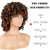 Perruques boucl￩es courtes pour les femmes noires afro boucles coquelures r￩sistantes ￠ la chaleur, perruque de poils synth￩tiques avec frange