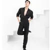 Vêtements de scène hommes pantalons de danse latine taille haute noir élastique pratique vêtements Chacha Samba Rumba compétition SL5034