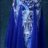 Vêtements ethniques Chinois Cheongsam Longue Robe Qipao Style Oriental Bleu Broderie Amélioration Scène Femmes Fête