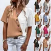 Bluzki damskie Haoohu Summer Casual Women's V-Neck szyfon bez rozciągnięcia kolorowy kolor Kolor krótkopiewakowy Top Blouse Camisas