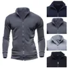 Camisola de moda masculina Moda Moda Zipper Stand Collar Color Solid Color Cardigan Jaquetas isoladas para homens