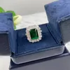 Anneaux de cluster Qualité 925 Sterling Silver Mariage Vert Naturel Emerald Party Mode Sauvage Noble Bague Bijoux Femme Big