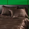 Bettwäsche-Sets Luxus-Sets Nachahmung Seide Bettbezug Einfarbiges Bett Weiche Einzel-Königin-King-Size-Quilt 221205