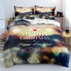 Beddengoed sets 3d vrolijk kerstfeest witte sets xmas duvetquilt cover set polyester dekbed koning koningin volle twin rode boog beige 221205