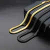 Cadenas 6 mm HIP Hop Oro Negro Color Acero inoxidable Curb Collar de cadena de eslabones cubanos Gargantilla Serpiente plana larga para hombres Joyería 50 55 cm
