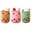 Kawaii di piccola dimensione Cartoon Bubble Tea Cup Peluche Giocattoli divertenti Boba cuscino farcito morbido panda alla fragola tè al latte cuscino regali per bambini FY7949