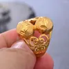 Anelli di nozze Dubai African Gold Colore Gioielli Arabi Anello per perle per Man Women