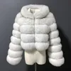 Women's Wool Blends Real Fur Hoodie Crop Coat Natural Jacket With Hood Zipper Winter Fashion Warm Temperament Outwears For 221205