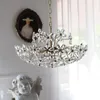 Lampy wiszące francuskie szklane kryształ led art dekoracja kwiatów retro płaszcz oświetlenia jadalni lampki projektantów