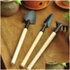 Andra trädgårdsmaterial 3st/set Mini Garden Supplies Tools AKeaddSpadeaddShovel för Fairy Miniatures Terrarium Figurines Tool 367 S2 DHPV3