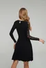 Casual Dresses 2022 Winter Women Dress In Women's Long Sleeve A Line Jacquard Black Rayon Bandage Night Club Party Vestido