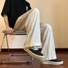 Pantaloni da uomo 2022 Summer Pleated Men Fashion Casual Gamba larga Streetwear Pantaloni da uomo in seta di ghiaccio dritta allentata coreana