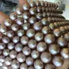 Kedjor 11-13mm Super Big Size Purple Color Edsion Loose Pearl Necklace Real Strand String 39cm lång