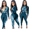 Plus Size Women Jumpsuits Designer 2023 Ny Sexig Slim Printed Zipper Fit Oversize Mock Romper Nightclub Dress 4 Colors