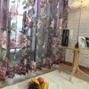 Kurtyna kwiatowe fioletowe zasłony tiulowe okno do salonu. Zabiegi sypialni Głose samotne zasłony kuchenne panel