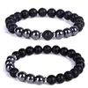 8mm Natural Lava Stone Matte Black Hematite Beads Bracelet Essential Oil Diffuser Balance Bracelet Stretch Jewelry